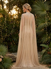 Tulle Sheath High Neck Evening Dresses with Sequin
