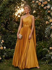 Chiffon A-Line One Shoulder Evening Dresses with Sash