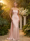 Satin Mermaid Strapless Evening Dresses with Sash