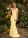 Tulle Mermaid Square Neck Evening Dresses with Embroidery