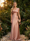 Satin Sheath Cowl Neck Simple Evening Dresses