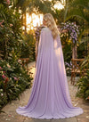 Chiffon A-Line High Neck Evening Dresses with Lace Applique