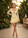 Tulle Bodycon Asymmetric Neck Evening Dresses with 3D Flowers