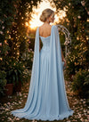 Chiffon A-Line Cowl Neck Delicate Pleated Evening Dresses