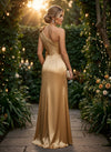 Satin Mermaid One Shoulder Evening Dresses with 3D Flowers