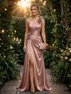 Satin A Line One Shoulder Evening Dresses with 3D Flowers