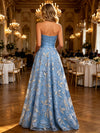 Tulle A-Line Sweetheart Evening Dresses with Floral Embroidery