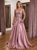 Tulle A-Line Sweetheart Evening Dresses with Lace Applique
