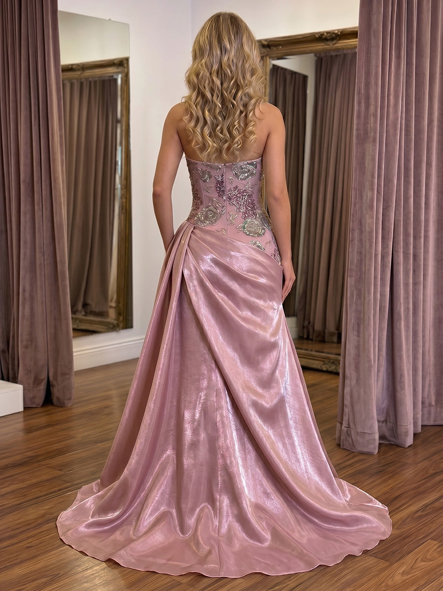 Tulle A-Line Sweetheart Evening Dresses with Lace Applique