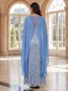 Tulle A-Line V Neck Evening Dresses with Floral Embroidery
