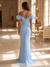 Chiffon Mermaid Off the Shoulder Evening Dresses with 3D Flowers