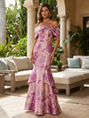 Jacquard Mermaid Off the Shoulder Formal Dresses
