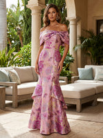 Jacquard Mermaid Off the Shoulder Formal Dresses