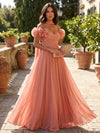 Chiffon A-Line Off the Shoulder Evening Dresses with 3D Flowers