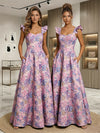 Jacquard A-Line Sweetheart Floral Evening Dresses