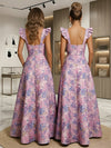 Jacquard A-Line Sweetheart Floral Evening Dresses