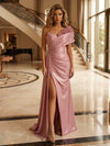 Satin Mermaid One Shoulder Evening Dresses with 3D Flowers