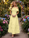Satin A-Line Off the Shoulder Evening Dresses with 3D Flowers