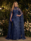 Tulle Mermaid High Neck Evening Dresses with Embroidery