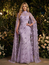 Tulle Mermaid High Neck Evening Dresses with Embroidery