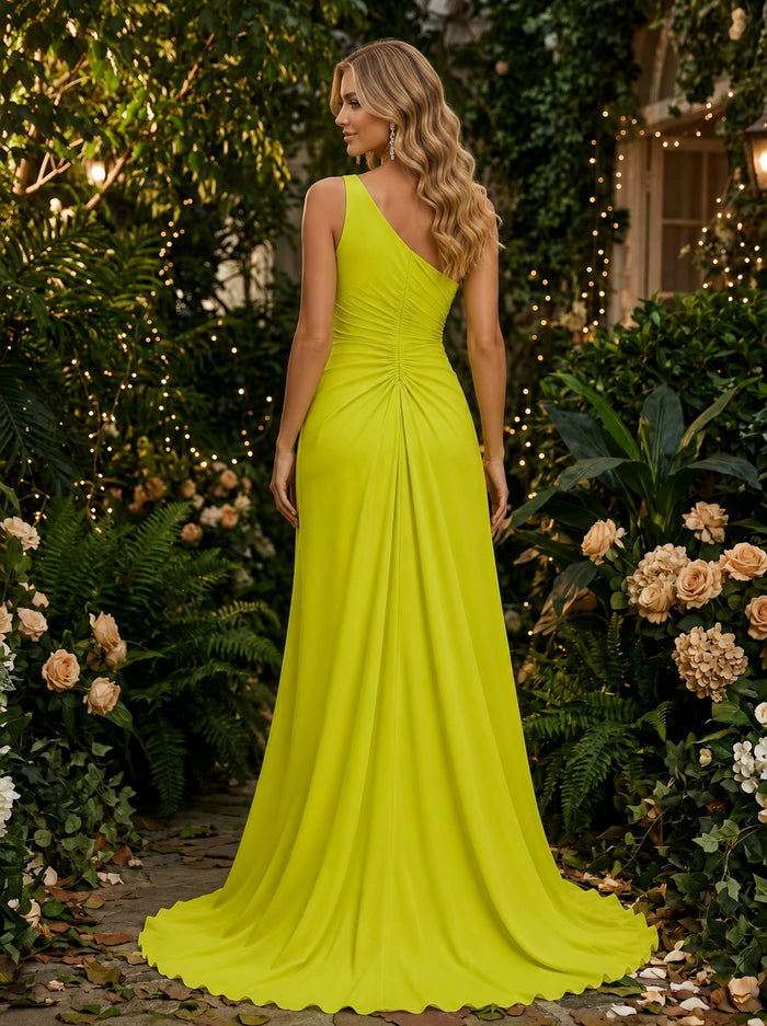 Chiffon Mermaid One Shoulder Evening Dresses with 3D Flowers