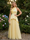 Chiffon A-Line Halter Evening Dresses with 3D Flowers