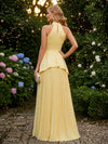 Chiffon A-Line Halter Evening Dresses with 3D Flowers