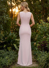 Jersey Mermaid Crew Neck Evening Dresses with 3D Flowers