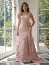 Satin Mermaid One Shoulder Evening Dresses with 3D Flowers