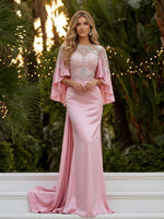 Satin Mermaid Sweetheart Evening Dresses with Caps