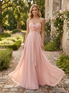 Chiffon A-Line Strapless Evening Dresses with 3D Flowers