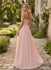 Chiffon A-Line Strapless Evening Dresses with 3D Flowers