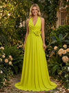 Chiffon A-Line Halter Evening Dresses with 3D Flowers
