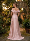 Satin A Line Off the Shoulder Evening Dresses with 3D Flowers