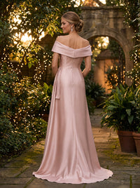Satin Mermaid Off the Shoulder Evening Dresses with 3D Flowers