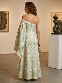 Jacquard A-Line One Shoulder Evening Dresses with Sash