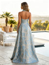 Jacquard A-Line Halter Evening Dresses with Wraps