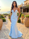 Jersey Mermaid V Neck Formal Dresses with Deep V Neck