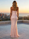 Sequin Mermaid Strapless Pleated Evening Dresses
