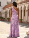 Chiffon High Low One Shoulder Delicate Pleated Formal Dresses