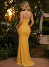 Chiffon Mermaid Strapless Evening Dresses with 3D Flowers