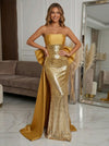 Sequin Mermaid Strapless Evening Dresses with Bow