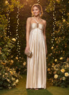 Metallic Foil Chiffon A-Line Halter Keyhole Evening Dresses