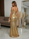 Sequin Mermaid Off the Shoulder Evening Dresses with Side Slit