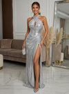 Sequin Mermaid Halter Evening Dresses with Side Slit