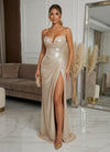 Sequin Mermaid Spaghetti Straps Evening Dresses with Side Slit