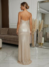 Sequin Mermaid Spaghetti Straps Evening Dresses with Side Slit