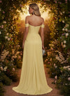 Satin Mermaid Off the Shoulder Evening Dresses with Side Slit
