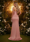 Satin Mermaid Strapless Evening Dresses with Side Slit