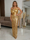 Sequin Sheath Strapless Evening Dresses with Bow